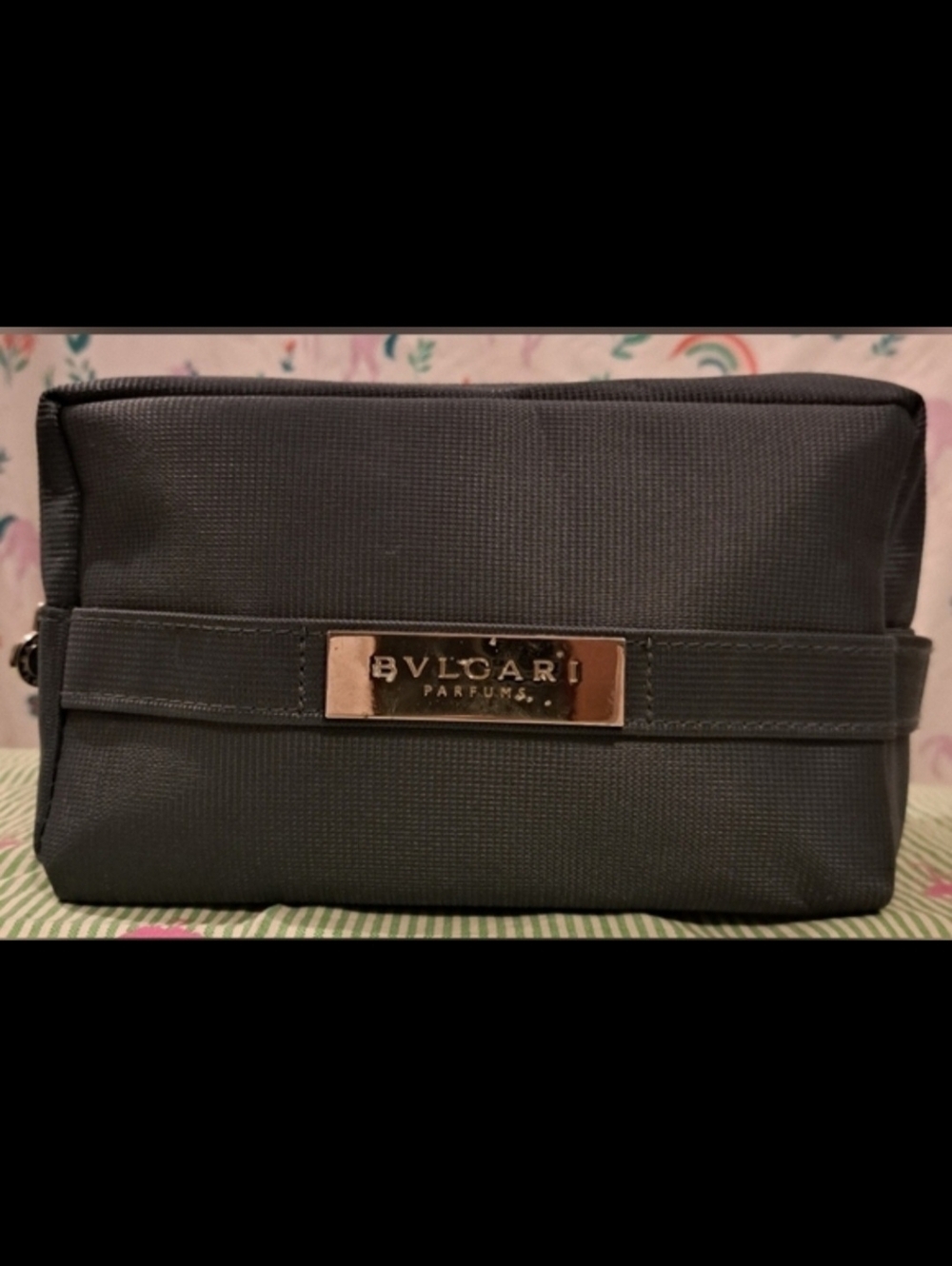 Bulgari Parfum Grey Unisex Toiletry Travel Shave Cosmetic Makeup Beauty Bag